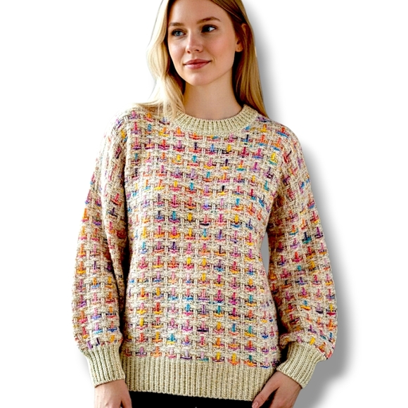 Anthropologie Stellah Multicolor Metallic Knit Sweater Small - Picture 4 of 11